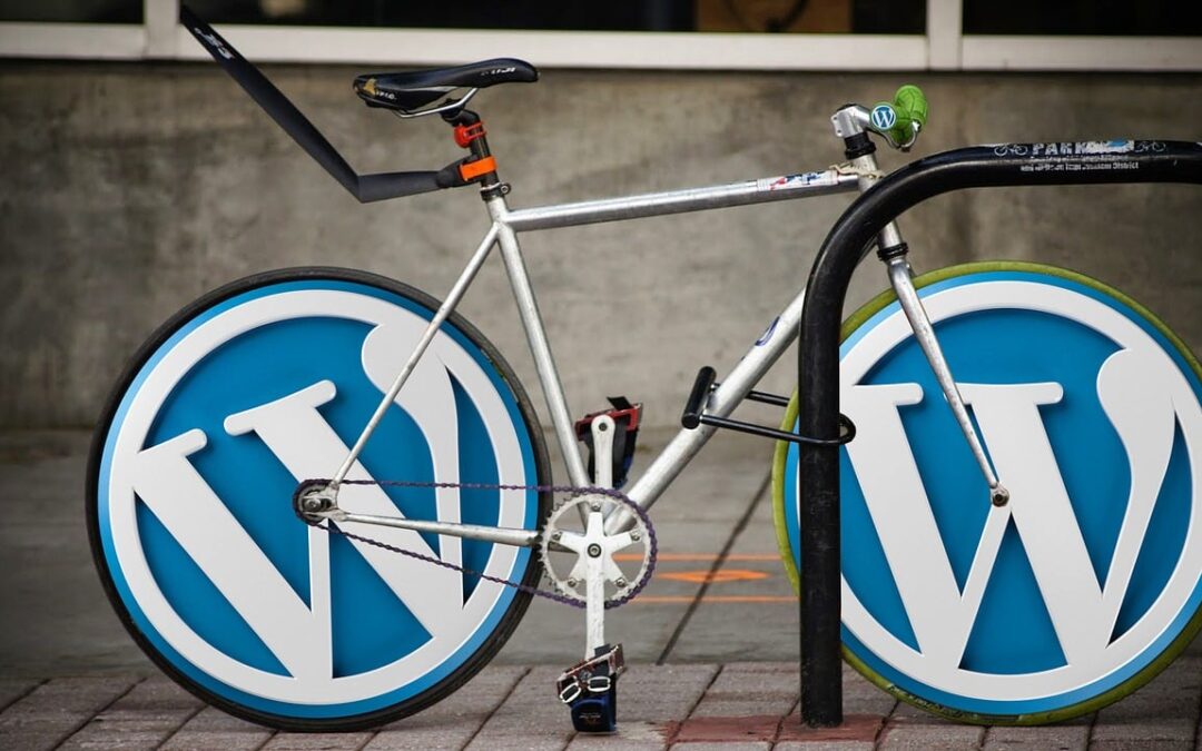Bicycle with WordPress Logo Wheels