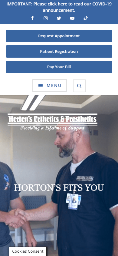 Horton's Orthotics & Prosthetics Mobile Website
